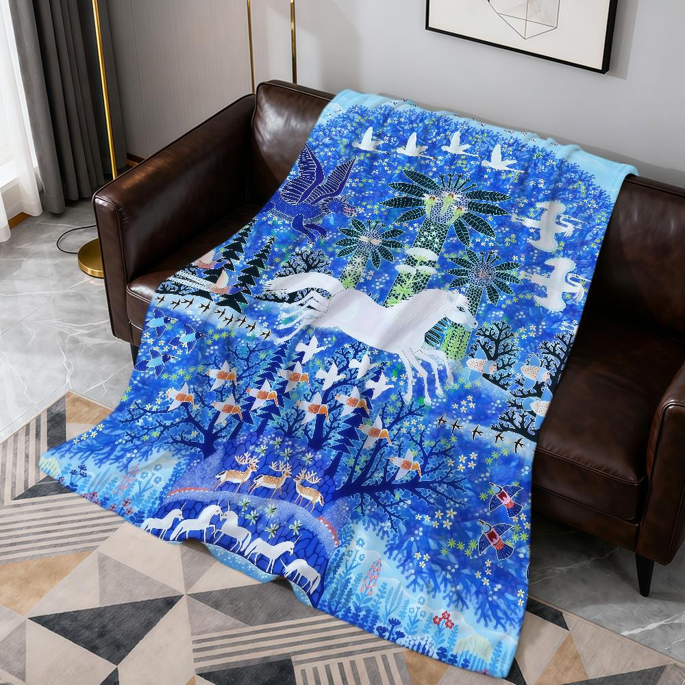 fashion art vintage K-Knud Grothe art soft warm plush blanket dormitory sofa living room pet hogar bedroom gift nap home Flannel