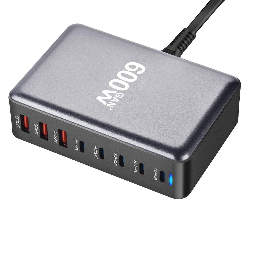 Desktop 600W GaN Multi-Port Charger: 140W PD for Laptops & Drones
