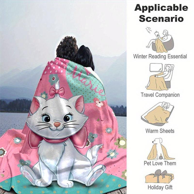 1pc. Cute Cartoon Marie Cat Blanket, Seasonal Universal, Home Decoration, Throw Blanket, Soft Flannel Throw Blanket, Versatile & Cozy for Be
