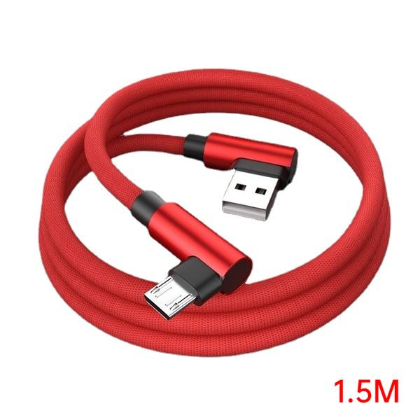 Разъем под углом 90 градусов Не спутывающийся телефонный кабель Micro USB Type C Быстрое зарядное устройство для зарядки Нейлоновый шнур Провод