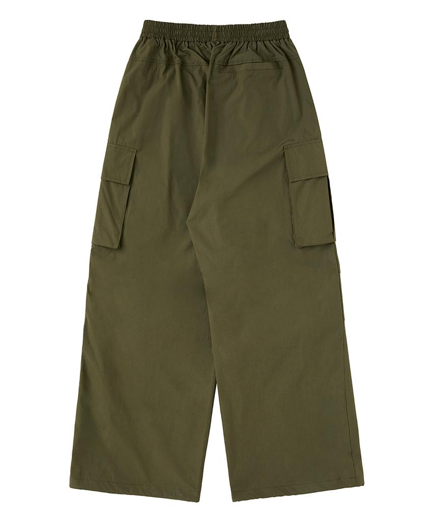 URBANAGE Waterproof Single-Pleat Cargo Parachute Wide Pants_Khaki
