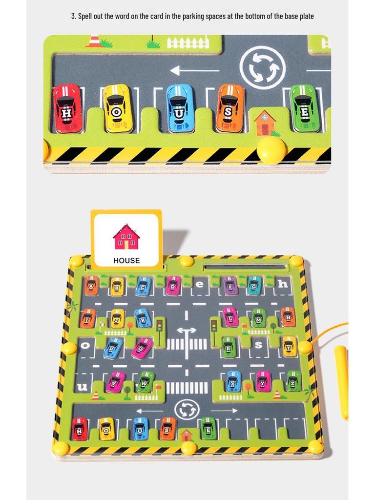 Магнитный лабиринт Парковка и игра с алфавитом для правописания и распознавания
