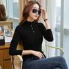 Весна 2024 года, новый стиль, полуводолазка, верхняя одежда, свитер, универсальная тонкая рубашка с длинными рукавами, футболка, топ для женщин