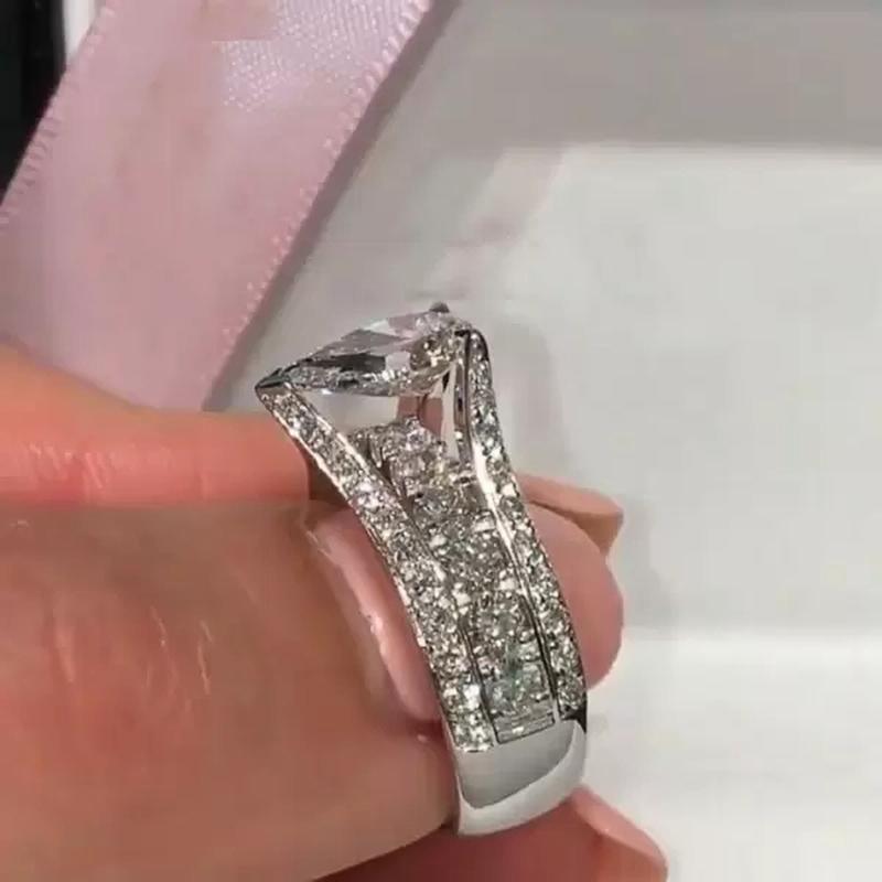 Новые роскошные хрустальные кольца с цирконием в форме груши, женские модные обручальные кольца, ювелирные изделия, женские эффектные кольца на палец для вечеринки