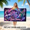 Barber Salon Theme Quick Dry Beach Towel Custom Name Text Print Large Sand Resistant Towel Beach Vacation