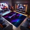 1PC Custom Name Neon Lights Geometric Theme Floor Mat Ideal for Living Room, Game Rooms, Office, Bedroom,Floor Mat Playful Design