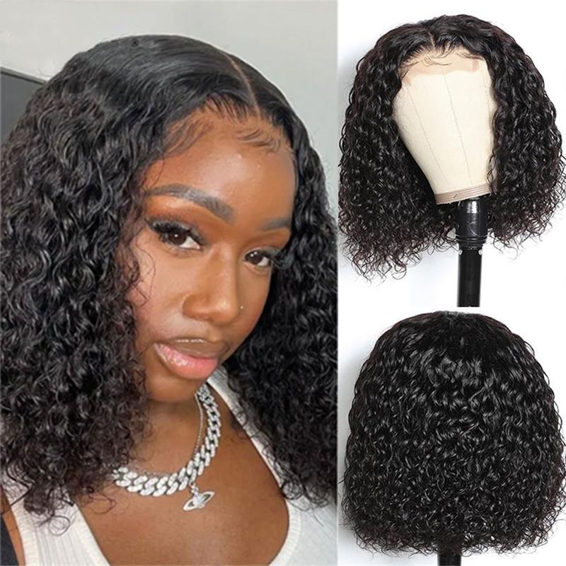Wig female front lace medium short curly hair wigs African black small curly short hair chemical fiber headgear high temperature silk