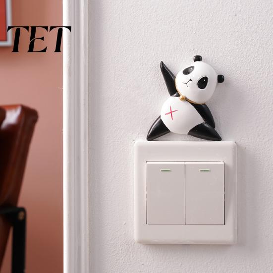 Cartoon Light Switch Surround 3D Panda Sticker, Cute Decal, Easy Peel Decorative Wall Plate Sticker & Stick Art Decor for Home Bedroom Living