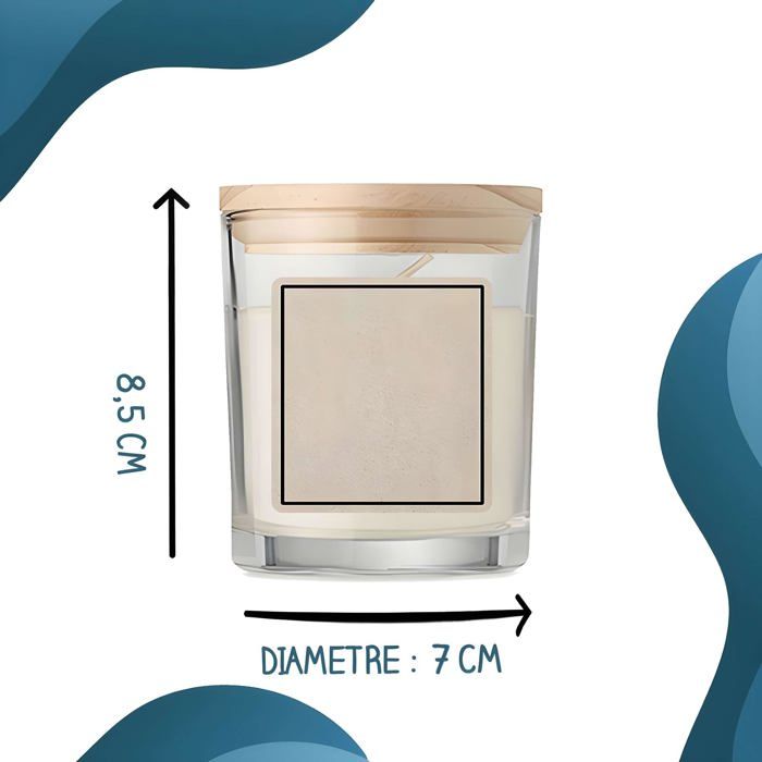 Bougie parfumée - PLANETEE - Padel Time Femme - senteur vanille - pot verre & couvercle bambou - format compact 8,5x7 cm