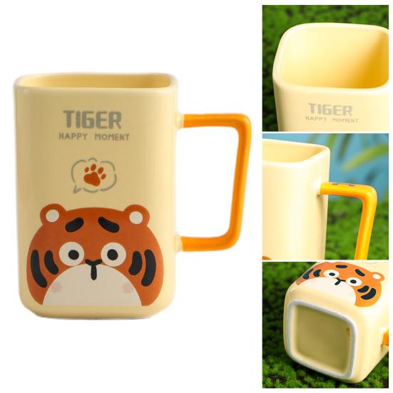 Керамическая кружка с изображением кота, кофейная кружка, квадратная художественная чашка, 420 мл, большая емкость, мультяшная чайная кружка, модная посуда для напитков, подарок для мужчин и женщин