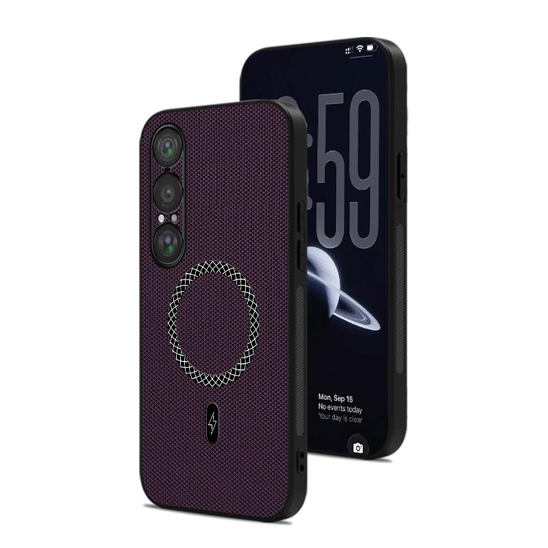 Магнитный чехол для Sony Xperia 1 VIII, матовая боковая часть, противоскользящие полоски, приятная на ощупь обложка из ПУ-кожи, ударопрочный, для Magsafe, Funda