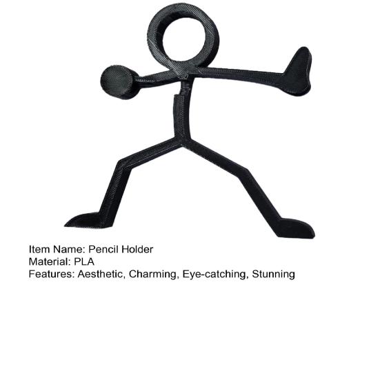 Напечатанный на 3D-принтере держатель для карандашей, черный стенд для демонстрации ручек в виде человечка, органайзер для карандашей «Воин-человечек» для дома, офиса, настольный аксессуар