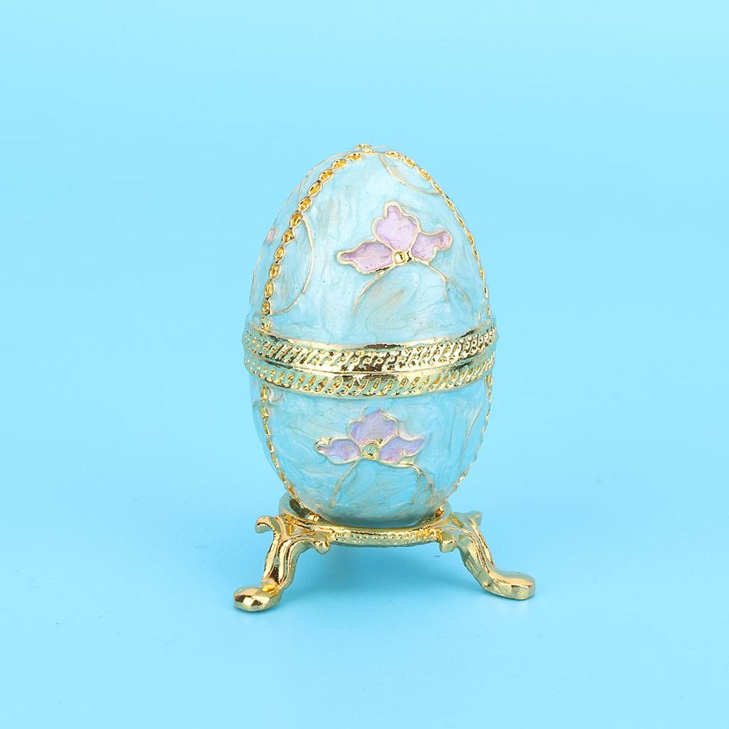 Enameled Easter Egg Vintage Style Jewelry Organizer Trinket Box Decoration Gift