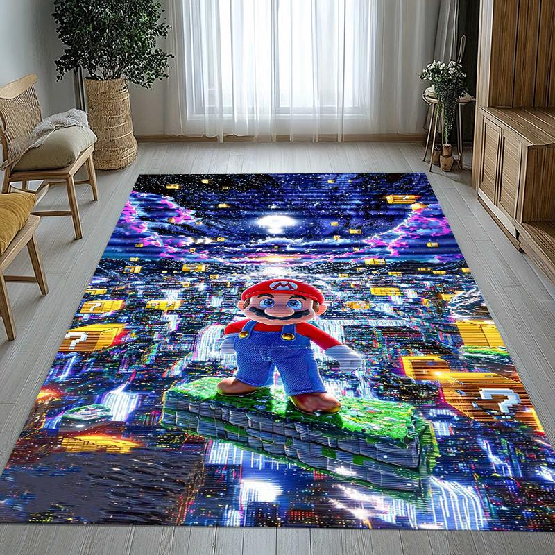 Retro M-Mario Bros Game Cartoon Living Room Non-Slip Area Rug Soft Carpet for Bedroom Kids Playroom Sofa,Home Decor Doormat Gift