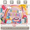 Rainbow Clouds Birthday Banner, Sun Cartoon Backdrop Wall Decor for Party