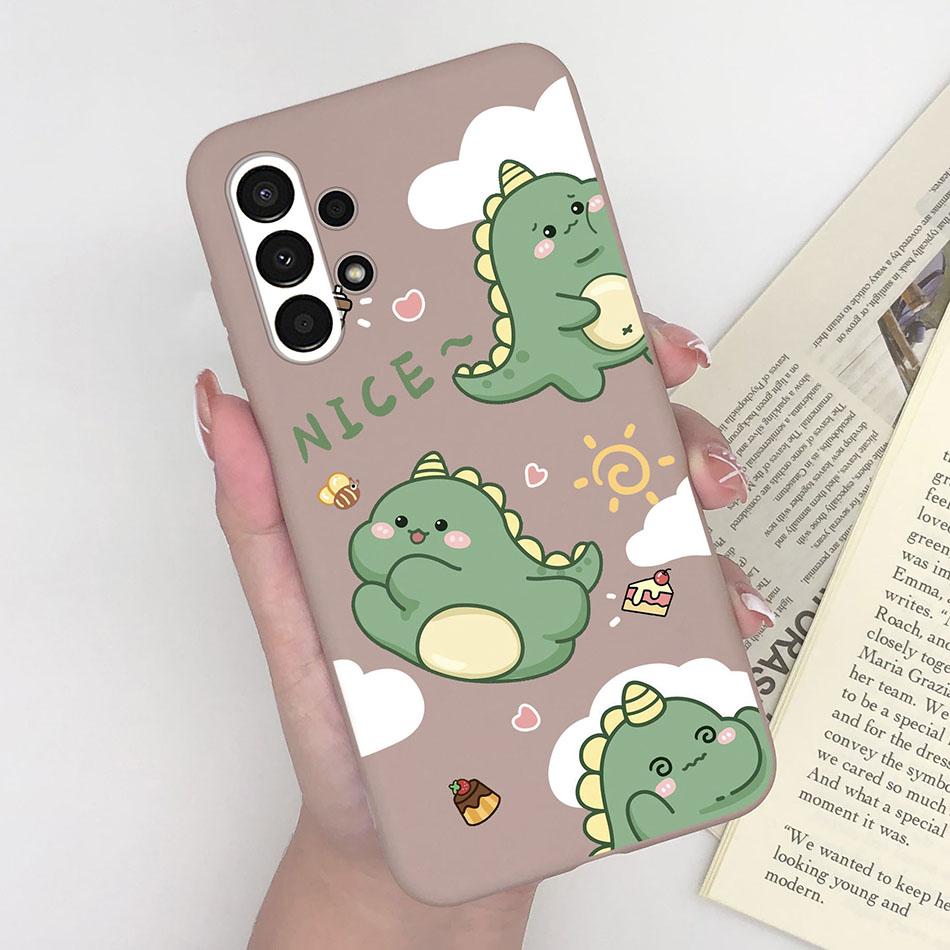 For Samsung Galaxy A13 4G Fashion Phone Case Cute Dinosaur Smiling Face Soft Silicon Funda Shell For Samsung GalaxyA13 Bumper
