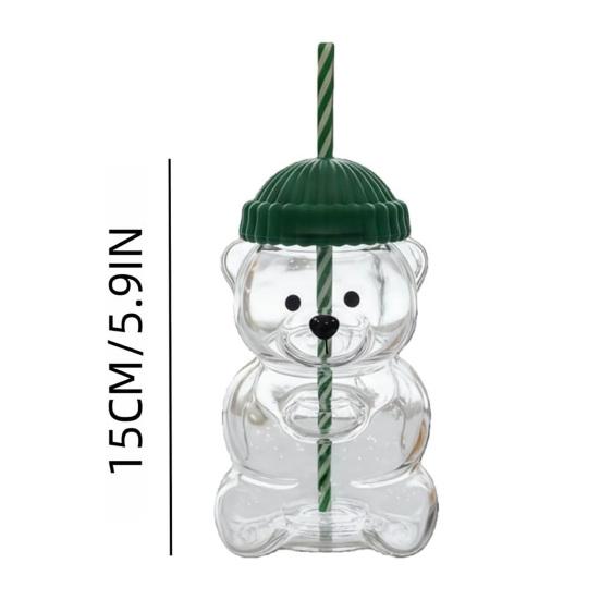 Стеклянный стакан Yousheng Bear с соломинкой, термостойкая чашка для кофе, пива, коктейлей, милый стакан для горячих и холодных напитков