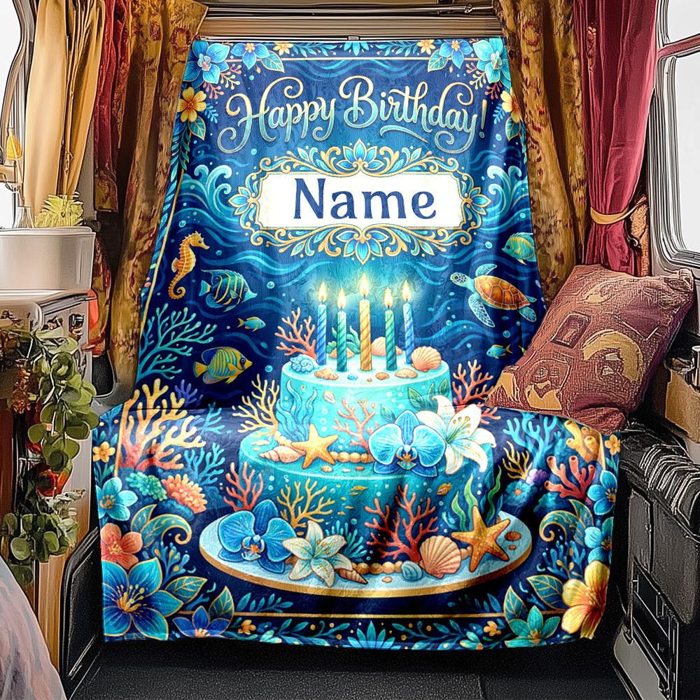Underwater Birthday Celebration Blanket Durable Comfort For Sofa Couch Office Bed Picnics Ideal For All Seasons Stylish Decor Perfect Gift For