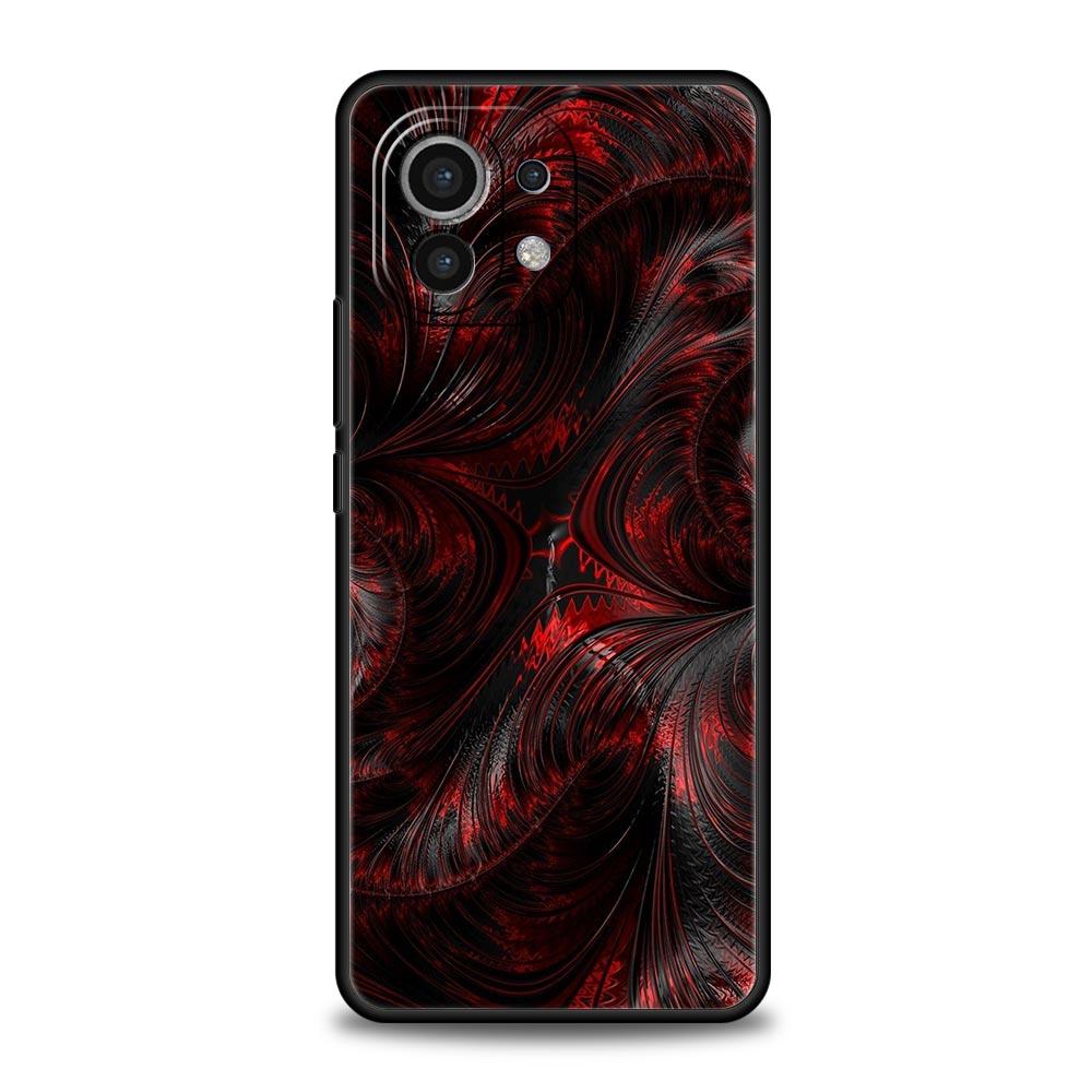 Black Red Ripple Art Phone Case Cover for Xiaomi Mi 17 15 14 13 12 11 Ultra 15T 14T 13T 12T 11T Pro Lite 5G Soft TPU Shell Funda