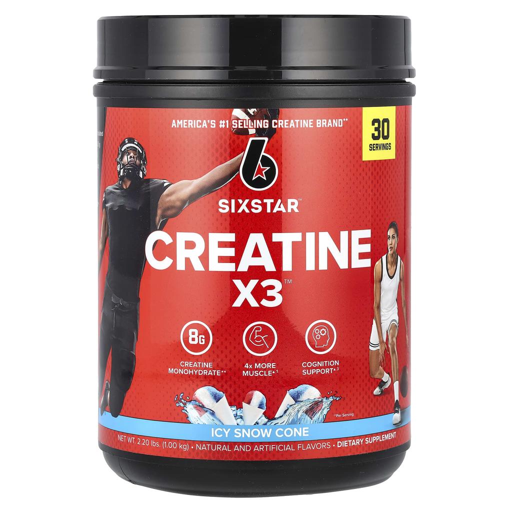 SIXSTAR Creatine X3, Icy Snow Cone, 2.20 Lbs (1.00 Kg)