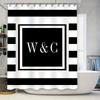 Modern Black White Shower Curtain Personalized Bath Linen Decor for Home Bathroom Accessories Set W&C Initials Custom Design