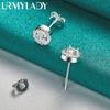 925 Sterling Silver Round Zircon Stud Earrings For Women Fashion Charm Jewelry