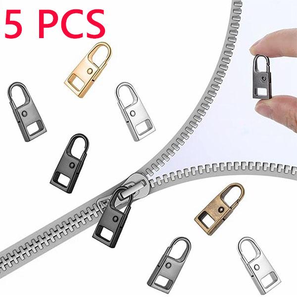 5 Pcs Zipper Pull Replacement Zipper Repair Kit Zipper Slider Pull Tab Metal Zipper Fixer Head for Luggage Backpack Jacket Suitcase Coat