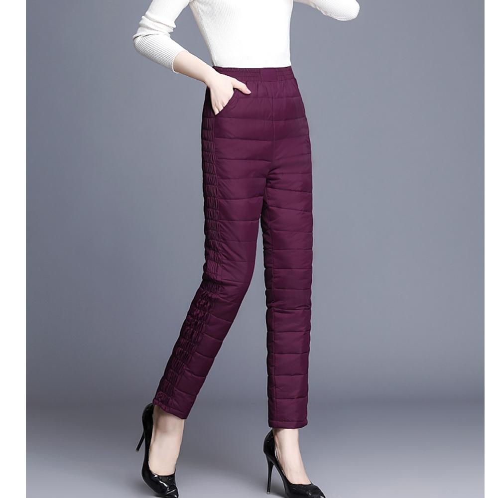 Women Pants Trousers Winter High Waisted Outer Wear Women Female Fashion Slim Warm Thick Duck Down Pants Trousers
