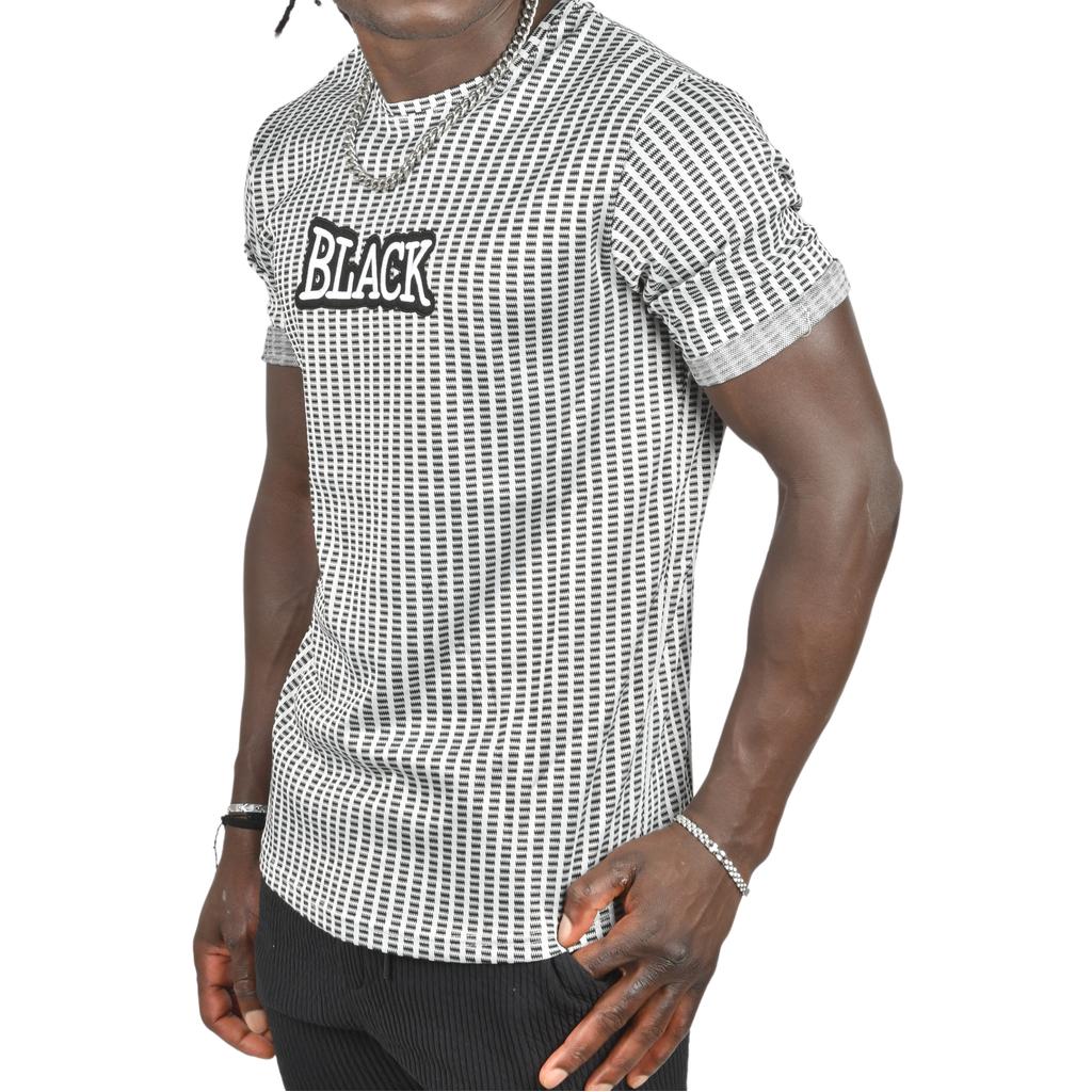 Футболка приталенного кроя с рисунком DeepSEA и черной текстовой вышивкой спереди 2403197