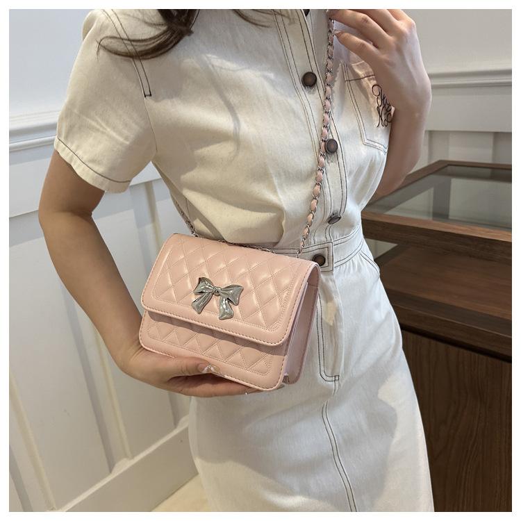 Fashion Rhombus Quilted Small Shoulder Bag Trendy Chain Crossbody Bag Casual Faux Leather Handbag for Women KTB