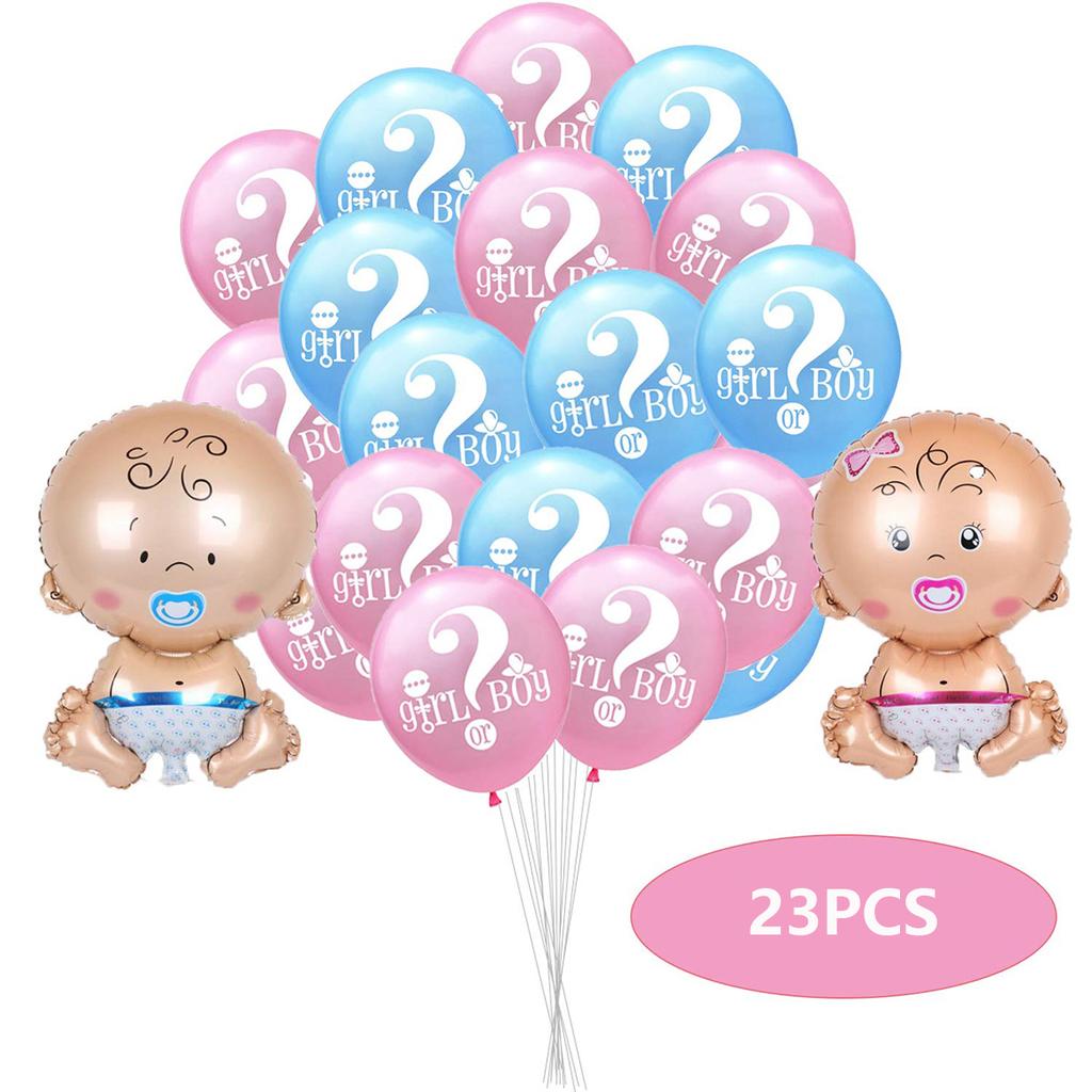 23 шт., украшения для выявления пола, воздушные шары для вечеринки-детский душ/день рождения, украшения, розовый, синий фольгированный шар и латексные шары