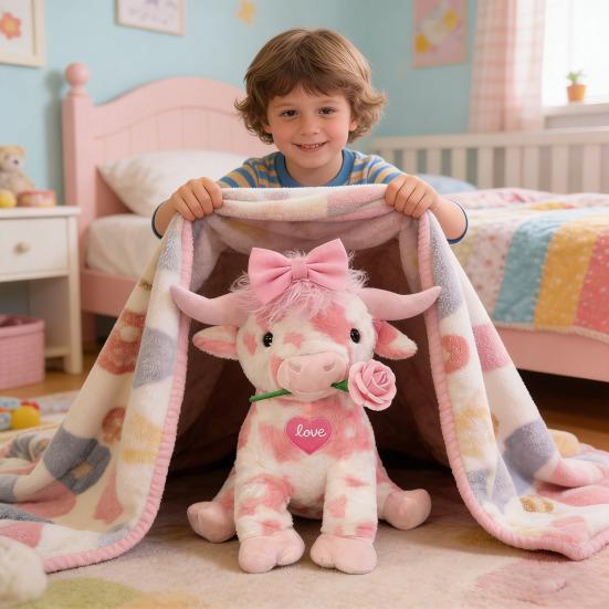 Плюшевая игрушка, мягкая игрушка, реалистичный дизайн шотландской высокогорной коровы, мягкий плюшевый декор