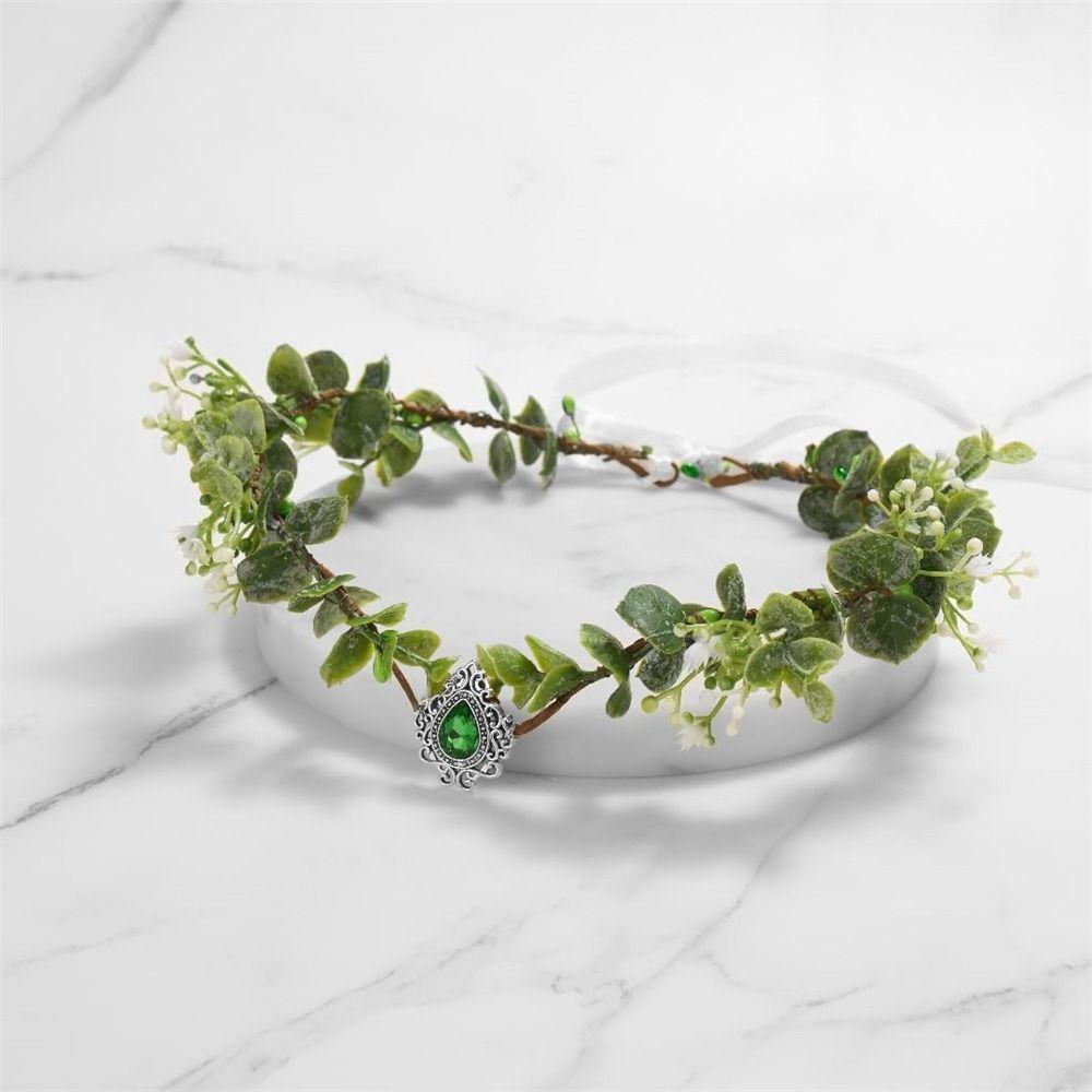 Косплей Фея Цветочная Корона Листьев Костюм на Хеллоуин Эльфийская Принцесса Тиара Лесная Цветочная Повязка На Голову