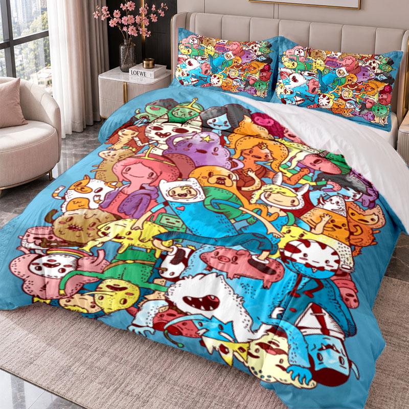 Adventure Time 3Pcs Bedding Set Duvet Cover With Two Pillowcases For Bedroom Home Decoration