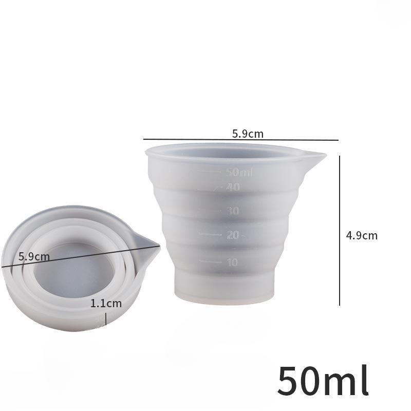 Мерные чашки из силиконовой смолы, градуированные силиконовые мерные стаканы, складные силиконовые мерные чашки с длинным ртом для форм для эпоксидной смолы