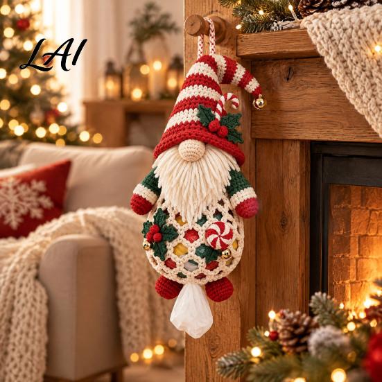 Functional Home Accessories Gnome Crochet Bag Holder DIY Kit Cute Sunflower Plastic Organizer Craft Kit Hanging Mushroom Xmas