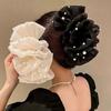 Women Elegant Large Chiffon Silk Hair Clips Pearl Mesh Bubble Hair Barrettes for Thick Thin Hair