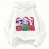 Vibrant Christmas Anime Girls Print Kids Hooded Pullover, Santa Hat Front Decor, Soft Warm Hoodie, Daily Top For Family Gatherings And Outdoor Trips
