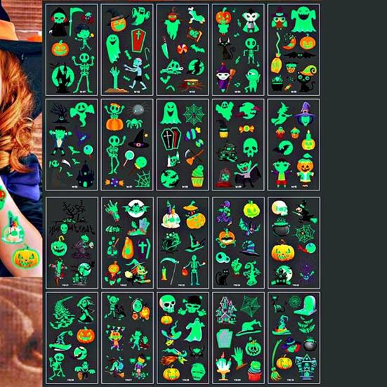 10Pcs Tattoo Decals Easy To Use Anti-fall Lovely Waterproof Sweat-proof DIY Accessory Trendy Halloween Pumpkin Tattoo Stickers for Children