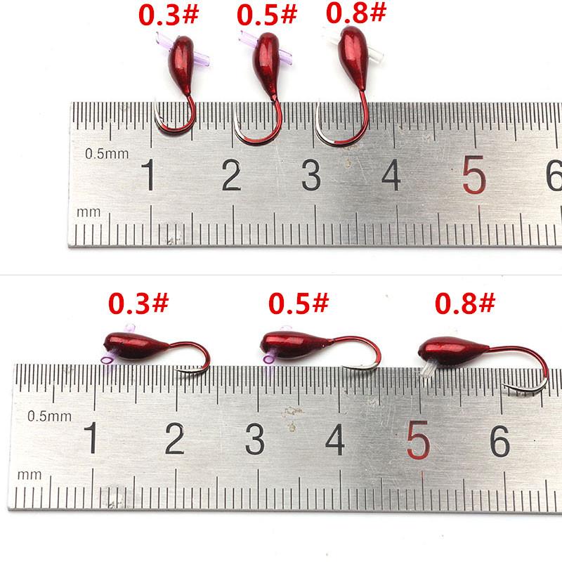 Зимняя подледная рыбалка 45° Красный перевернутый крючок с леской Имитация красных крючков для наживки дождевых червей Джиг-головка Рыболовный крючок Снасти для ловли карпа