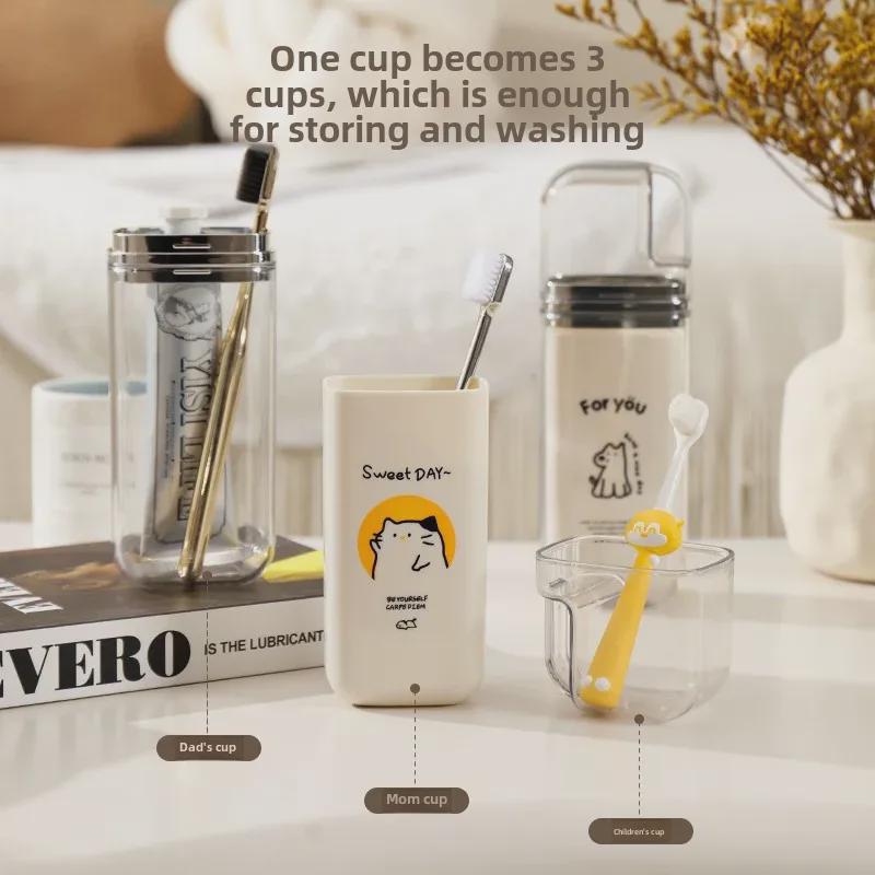 Портативный дорожный набор из зубной щетки и ополаскивателя для полости рта 3 в 1 - стиль Light Luxury