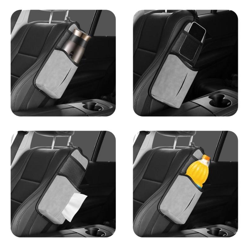 Практичная боковая сумка-органайзер для сиденья автомобиля с сетчатыми карманами и множеством вариантов хранения. Подходит для ежедневного использования в автомобилях.