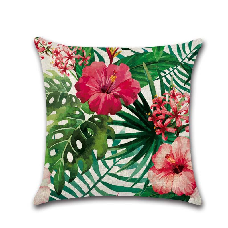 Tropical Plants Cushion Cover Decorative Pillowcases Flamingo Printing Cotton Linen Throw Pillow Case Flowers Pillow Cover Zt169