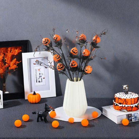 Хэллоуин Искусственные Тыквенные Ветки Искусственный Осенний Тыквенный Букет Поддельные Тыквенные Ветки с Листьями Клена для Осенней Цветочной Композиции Настольное Центральное Украшение