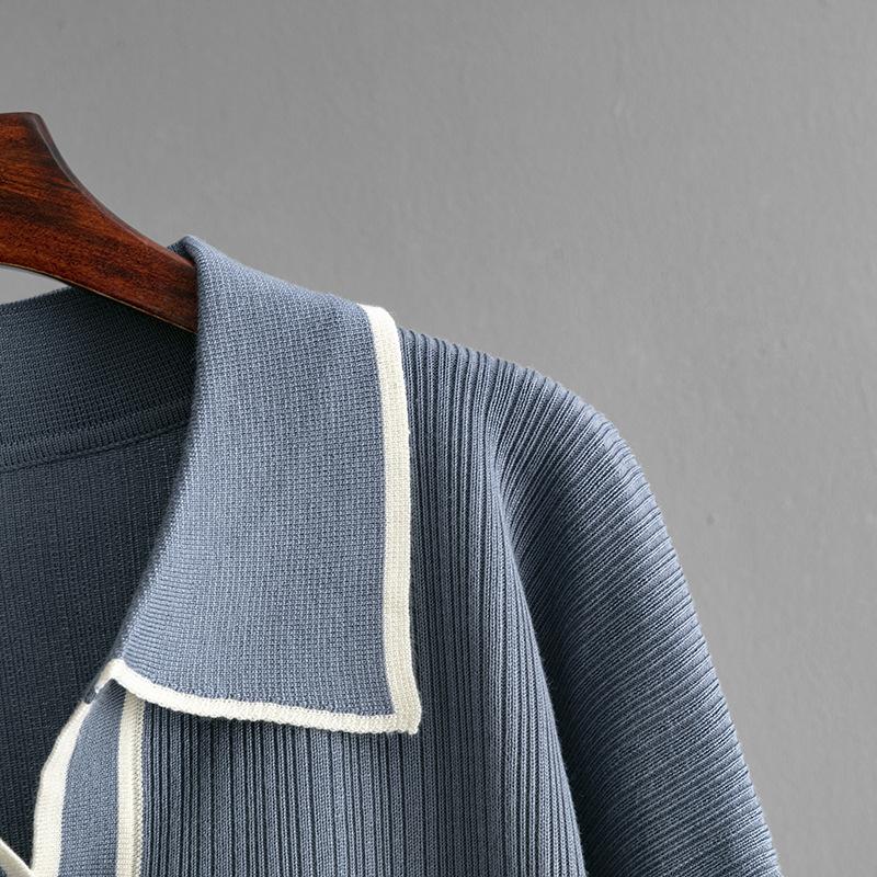 Fall Winter Lazy Wind Loose V Collar Pulllover Sweater Suit Women's Solid Color Long Sleeve Knit Wide Leg Pants Two Piece Set