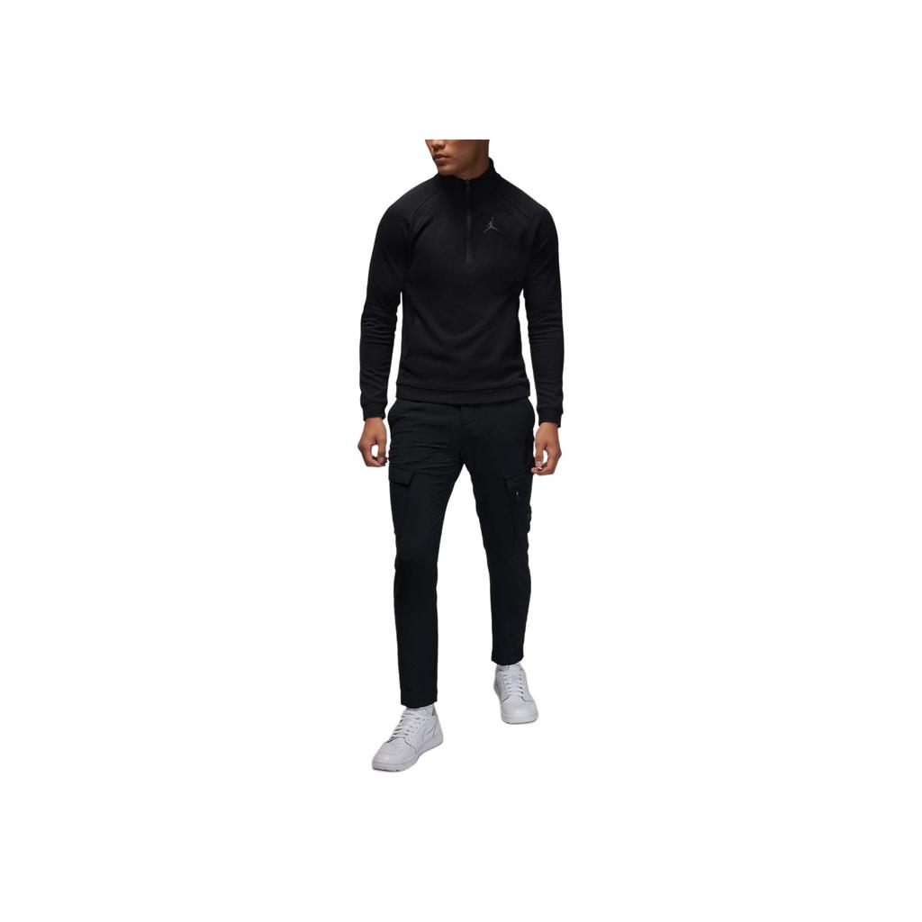 Jordan Logo Embroidered Slim Fit Pullover Sweatshirt Men Tops Black FB7564-010