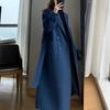 Woolen Long Coat Casual Women Double Breasted Faux Wool Jacket Fall Fashion Korean Ladies Black Clothes New Winter