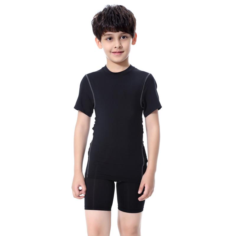Kids' PRO Sports Fitness Gear: Boys' & Girls' Quick-Dry Running Sets with Long/Short Sleeve Shirts, Elastic Shorts, and Long Pants.