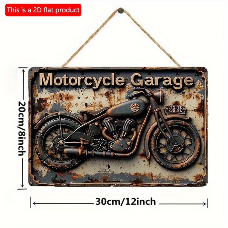 2D Flat Wooden Sign 30*20cm Vintage Motorcycle Garage Wooden Sign, Square Wall Decor for Home, Bar, Restaurant & Living Room, Decorative Sign Wall