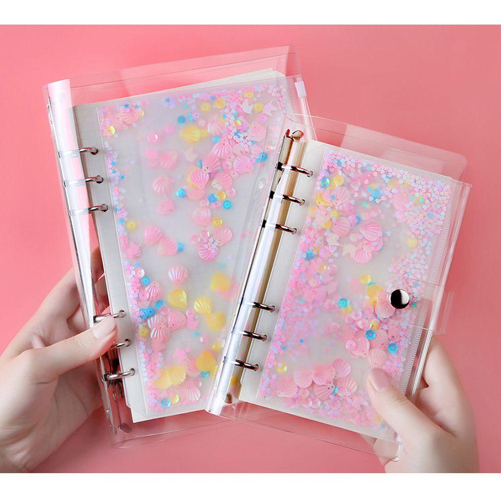 PVC Loose Leaf Standard 6 Hole File Storage Bag A5/A6 Binder Storage Pouch Inner Pocket File Holder